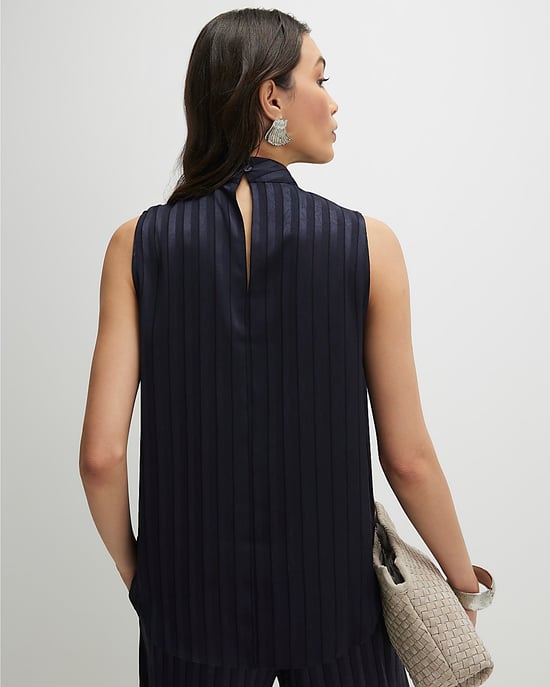River Island Womens Tunic Cami Navy Stripe Sleeveless Button - Image 3