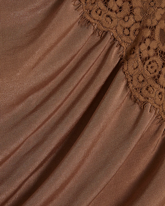 River Island Womens Tunic Brown Lace Trim Asymmetric - Image 5