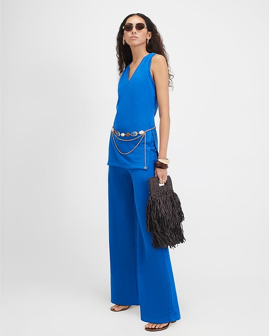 River Island Womens Tunic Blue Knit V-Neck Knit Sleeveless - Image 4