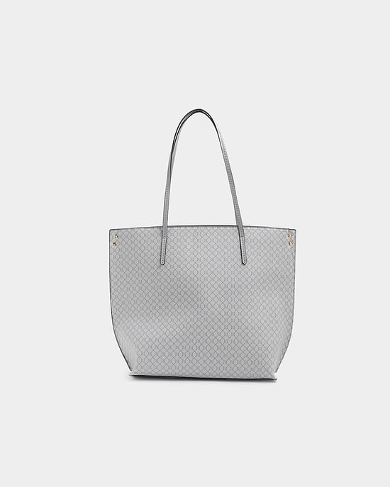 River Island Womens Tote Bag Grey RI Monogram Stripe - Image 2
