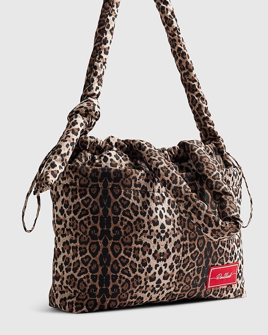 River Island Womens Tote Bag Brown Leopard Drawstring Travel - Image 3