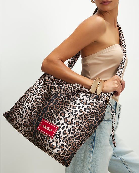 River Island Womens Tote Bag Brown Leopard Drawstring Travel - Image 4
