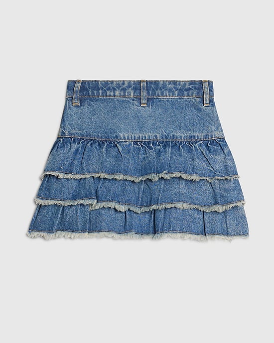 River Island Girls Rara Skirt Blue Denim & Bow Keyring - Image 2