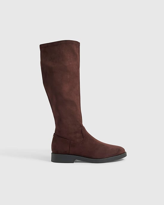 River Island Womens Knee High Boots Brown Faux Suede - Image 2