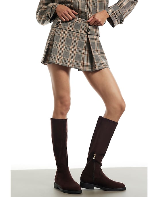 River Island Womens Knee High Boots Brown Faux Suede - Image 5