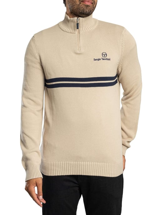 Sergio Tacchini New Dallas Gebreide Trui Met 1/4 Rits, Beige - Image 1