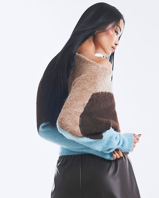River Island Womens Jumper Brown Colour Blocked Batwing - Image 3