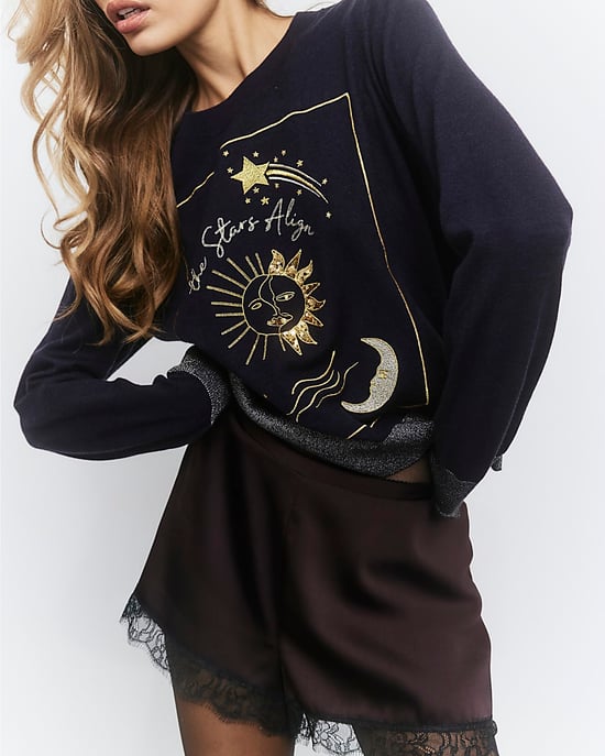 River Island Womens Jumper Navy Stars Align Embellished - Image 3