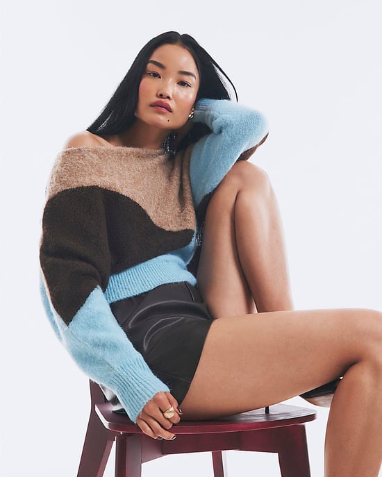 River Island Womens Jumper Brown Colour Blocked Batwing - Image 4