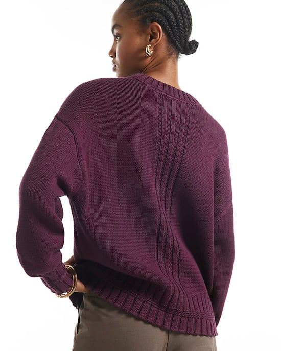 River Island Womens Jumper Burgundy Crew Neck Knit Crew Neck - Image 3