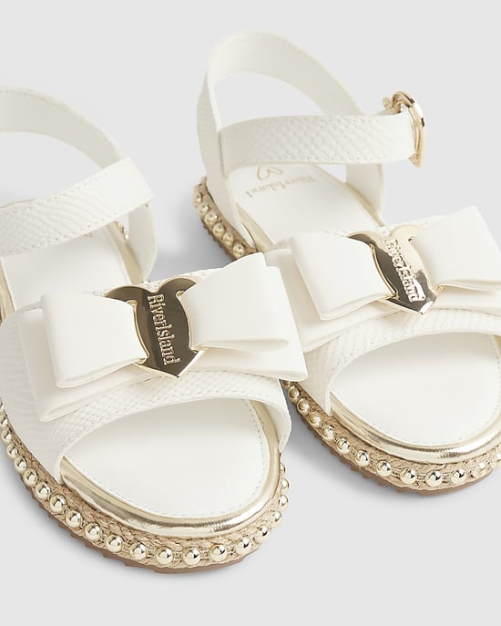 River Island Girls Sandals White Snake Bow Espadrille - Image 4