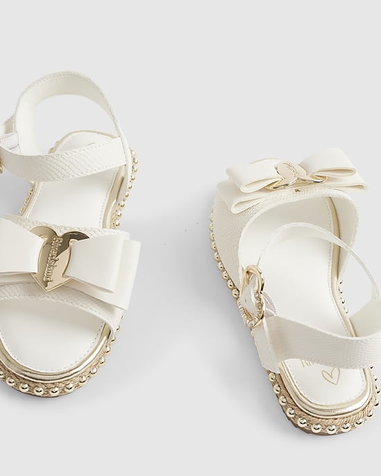 River Island Girls Sandals White Snake Bow Espadrille - Image 5