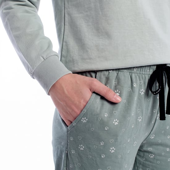 Women's Cotton Long Sleeve Fleece Pajamas KLP2 - Image 5