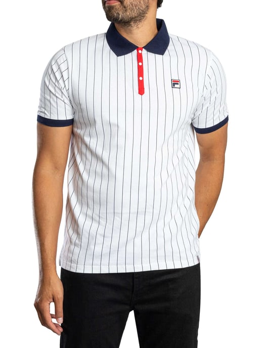 Fila Klassiek Vintage Gestreept Poloshirt, Wit - Image 2