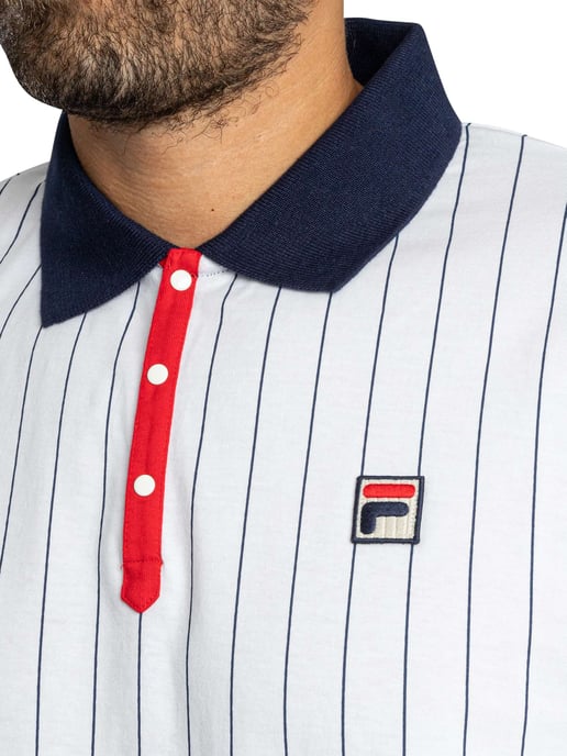 Fila Klassiek Vintage Gestreept Poloshirt, Wit - Image 4