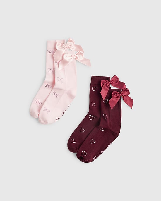 River Island Girls Ankle Socks Pink Monogram 2 Pack - Image 1