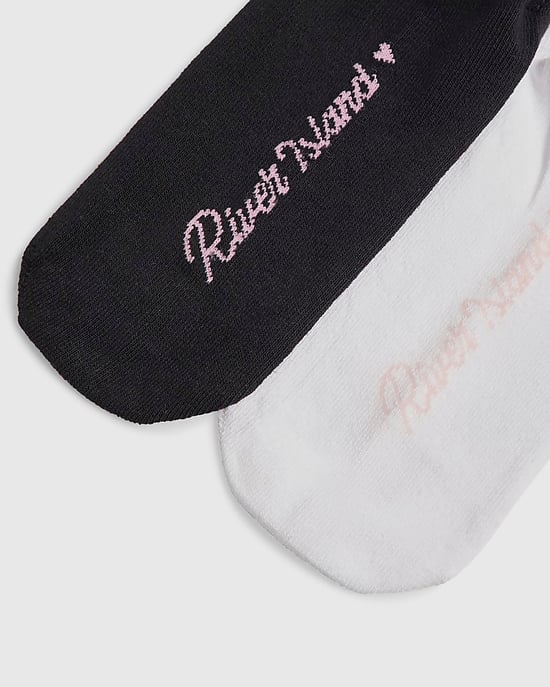 River Island Girls Ankle Socks Black Monogram 2 Pack - Image 2