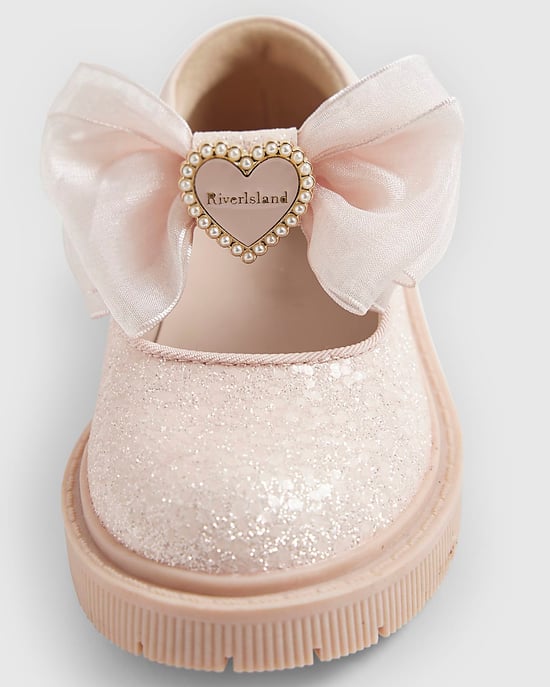 River Island Mini Girls Mary Jane Shoes Pink Glitter - Image 4