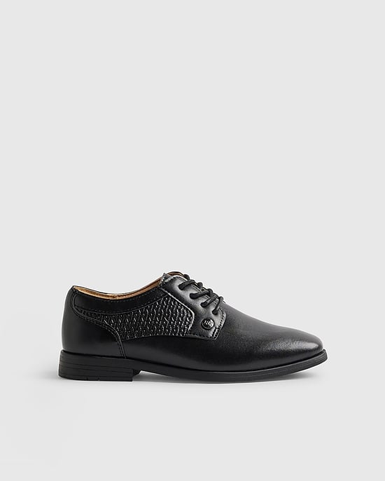 River Island Boys Point Shoes Black Faux Leather - Image 2