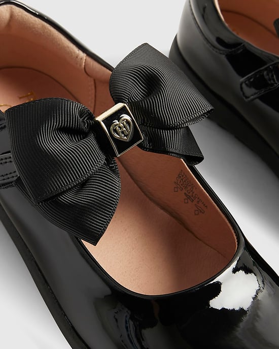 River Island Mini Girls Mary Jane Shoes Black Bow - Image 4