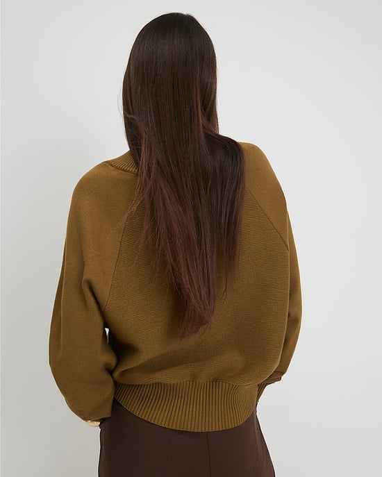 River Island Womens Jumper Green Cotton V-Neck Knitted - Image 3