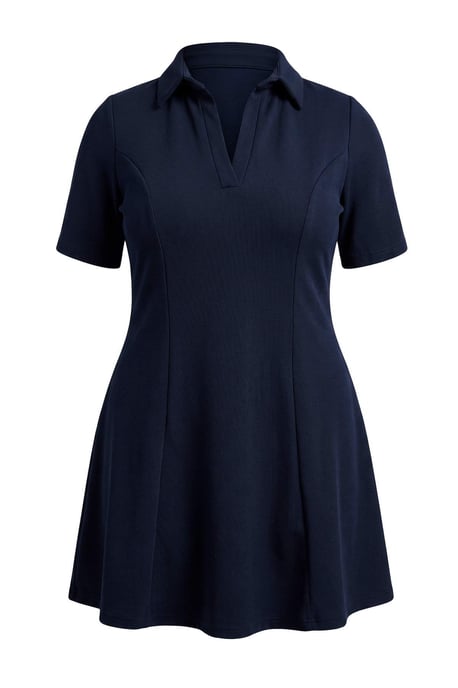 Trendyol Curve Dam Mörkblå Enfärgad Kort / Mini Trekvartsärm A-linje Plus size Klänning - Image 4