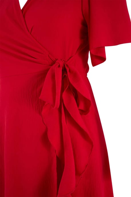Trendyol Curve Dam Röd Enfärgad Kort / Mini Kort Casual Dubbelknäppt Plus size Klänning - Image 4