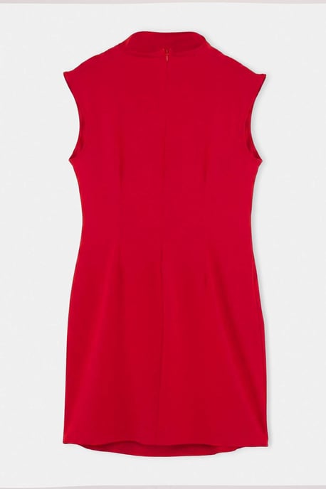 Trendyol Curve Dam Röd Enfärgad Kort / Mini Ärmlös A-linje Plus size Klänning - Image 5
