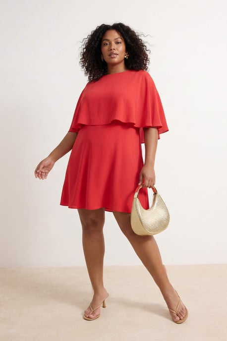Trendyol Curve Dam Röd Enfärgad Kort / Mini Ärmlös Rak Plus size Klänning - Image 6