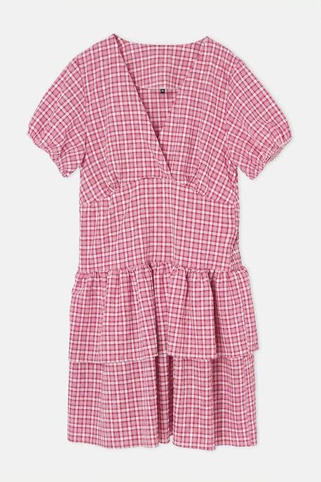 Trendyol Curve Dam Röd Rutig Kort / Mini Kort A-linje Plus size Klänning - Image 4
