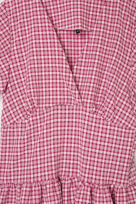 Trendyol Curve Dam Röd Rutig Kort / Mini Kort A-linje Plus size Klänning - Image 5