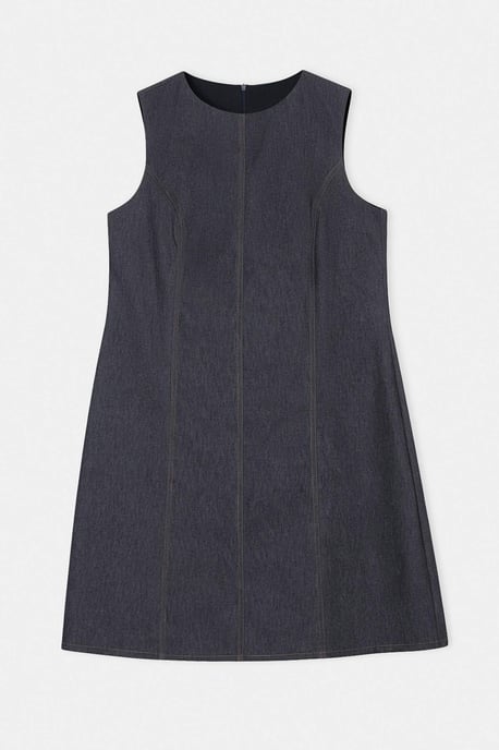 Trendyol Curve Dam Mörkblå Enfärgad Kort / Mini Ärmlös A-linje Plus size Klänning - Image 3