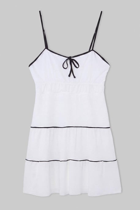 Trendyol Curve Dam Vit Enfärgad Kort / Mini Ärmlös A-linje Plus size Klänning - Image 3