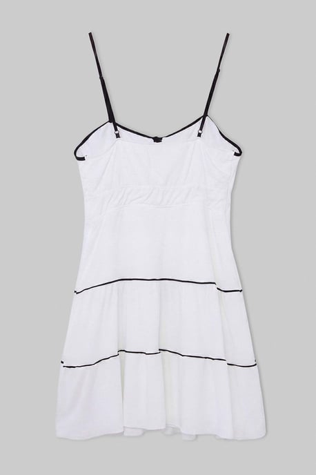 Trendyol Curve Dam Vit Enfärgad Kort / Mini Ärmlös A-linje Plus size Klänning - Image 5