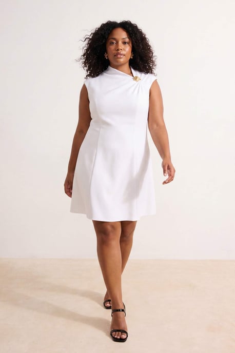 Trendyol Curve Dam Vit Enfärgad Kort / Mini Kort Elegant/Kväll Skater Plus size Klänning - Image 6