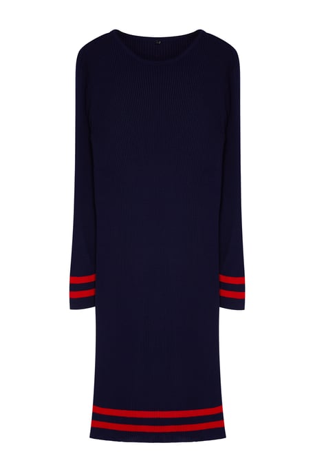 Trendyol Curve Dam Mörkblå Randig Kort / Mini Lång Casual Bodycon Plus size Klänning - Image 5