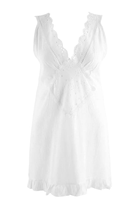 Trendyol Curve Dam Vit Enfärgad Kort / Mini Ärmlös A-linje Plus size Klänning - Image 4