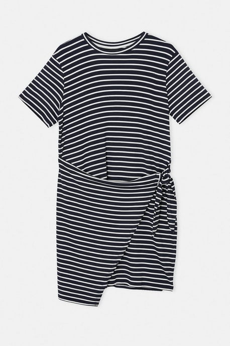 Trendyol Curve Dam Mörkblå Randig Kort / Mini Kort Rak Plus size Klänning - Image 3