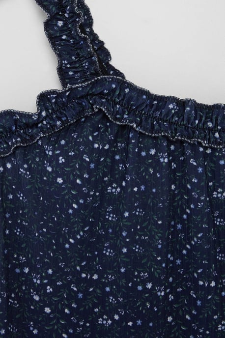 Trendyol Curve Dam Mörkblå Blommig Kort / Mini Ärmlös A-linje Plus size Klänning - Image 4