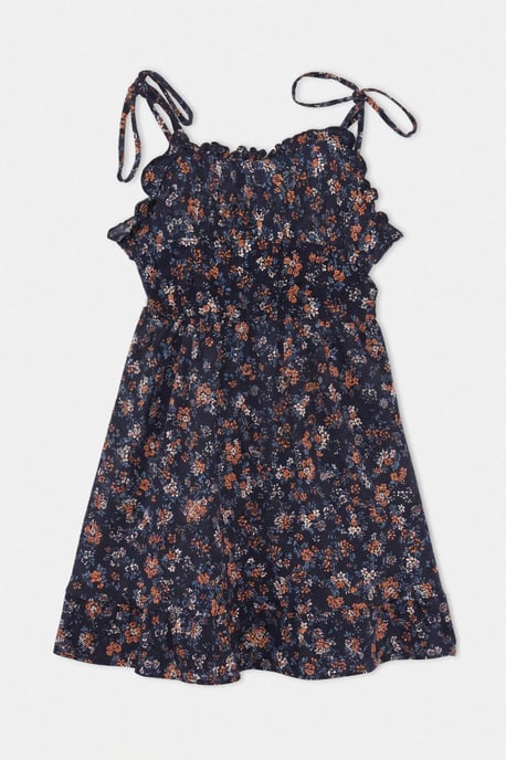 Trendyol Curve Dam Mörkblå Blommig Kort / Mini Ärmlös A-linje Plus size Klänning - Image 4
