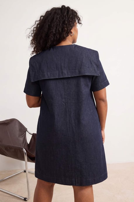 Trendyol Curve Dam Mörkblå Enfärgad Kort / Mini Kort Rak Plus size Klänning - Image 3