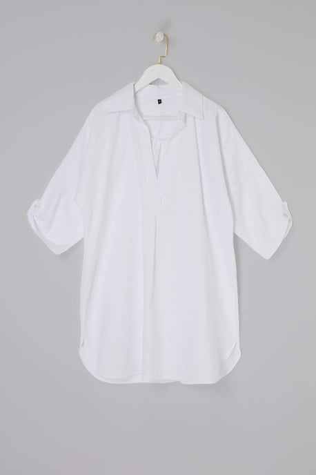 Trendyol Curve Dam Vit Enfärgad Kort / Mini Trekvartsärm Strandkläder A-linje Plus size Klänning - Image 4