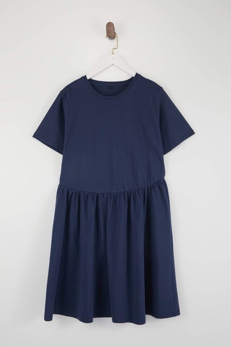 Trendyol Curve Dam Mörkblå Enfärgad Kort / Mini Kort Casual Skater Plus size Klänning - Image 3