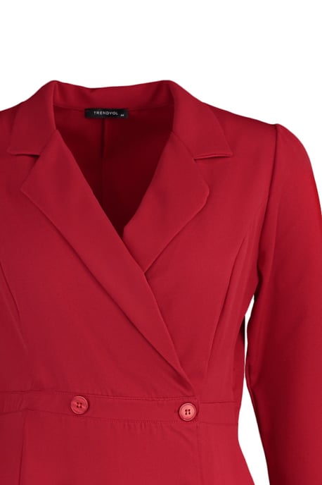 Trendyol Curve Dam Röd Enfärgad Kort / Mini Trekvartsärm Casual Kavaj Klänning Plus size Klänning - Image 5
