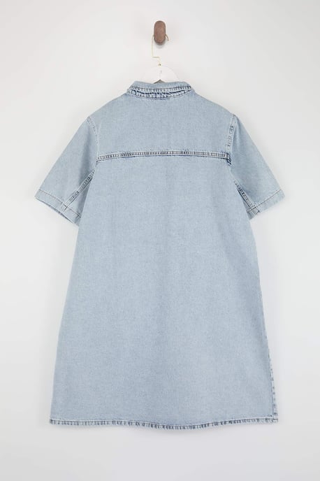 Trendyol Curve Dam Blå Enfärgad Kort / Mini Kort Casual Skjortklänning Plus size Klänning - Image 5