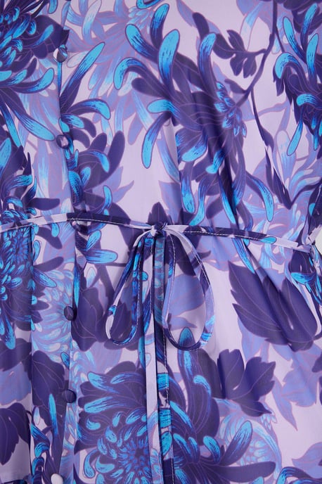 Trendyol Curve Dam Blå Blommig Kort / Mini Ärmlös Casual A-linje Plus size Klänning - Image 4