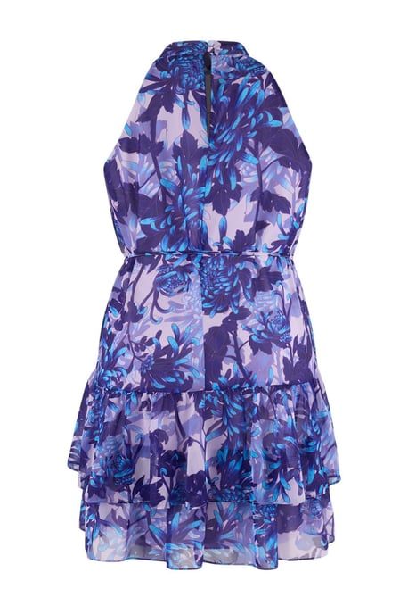 Trendyol Curve Dam Blå Blommig Kort / Mini Ärmlös Casual A-linje Plus size Klänning - Image 5