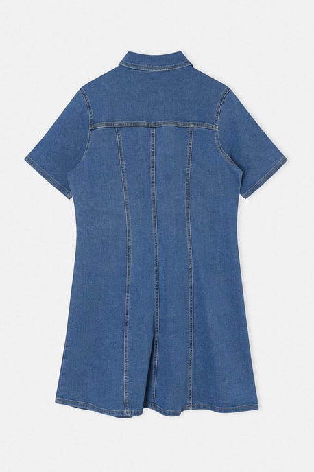 Trendyol Curve Dam Blå Enfärgad Kort / Mini Kort A-linje Plus size Klänning - Image 5