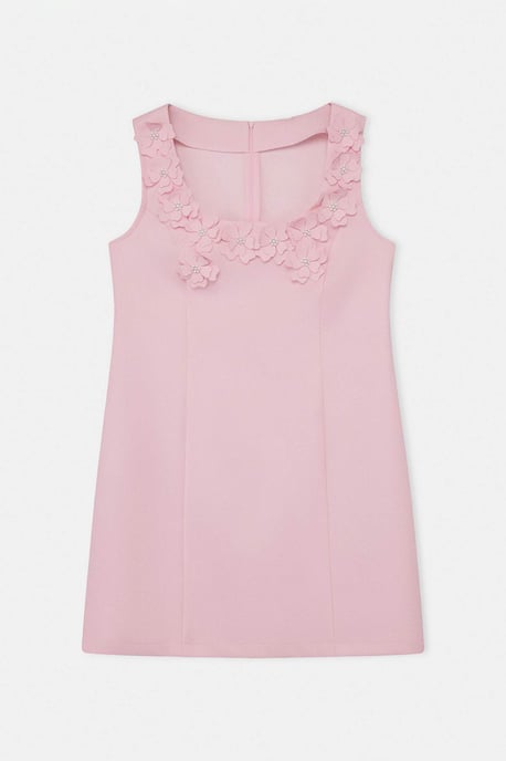 Trendyol Curve Dam Rosa Enfärgad Kort / Mini Ärmlös Fest Bodycon Plus size Klänning - Image 2