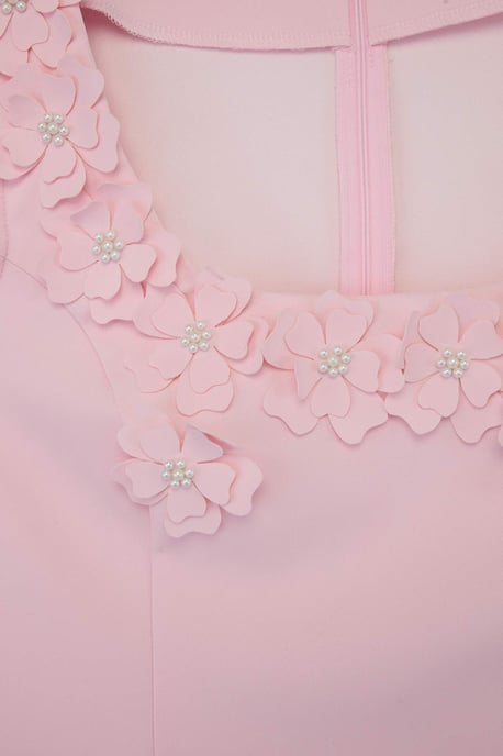 Trendyol Curve Dam Rosa Enfärgad Kort / Mini Ärmlös Fest Bodycon Plus size Klänning - Image 3